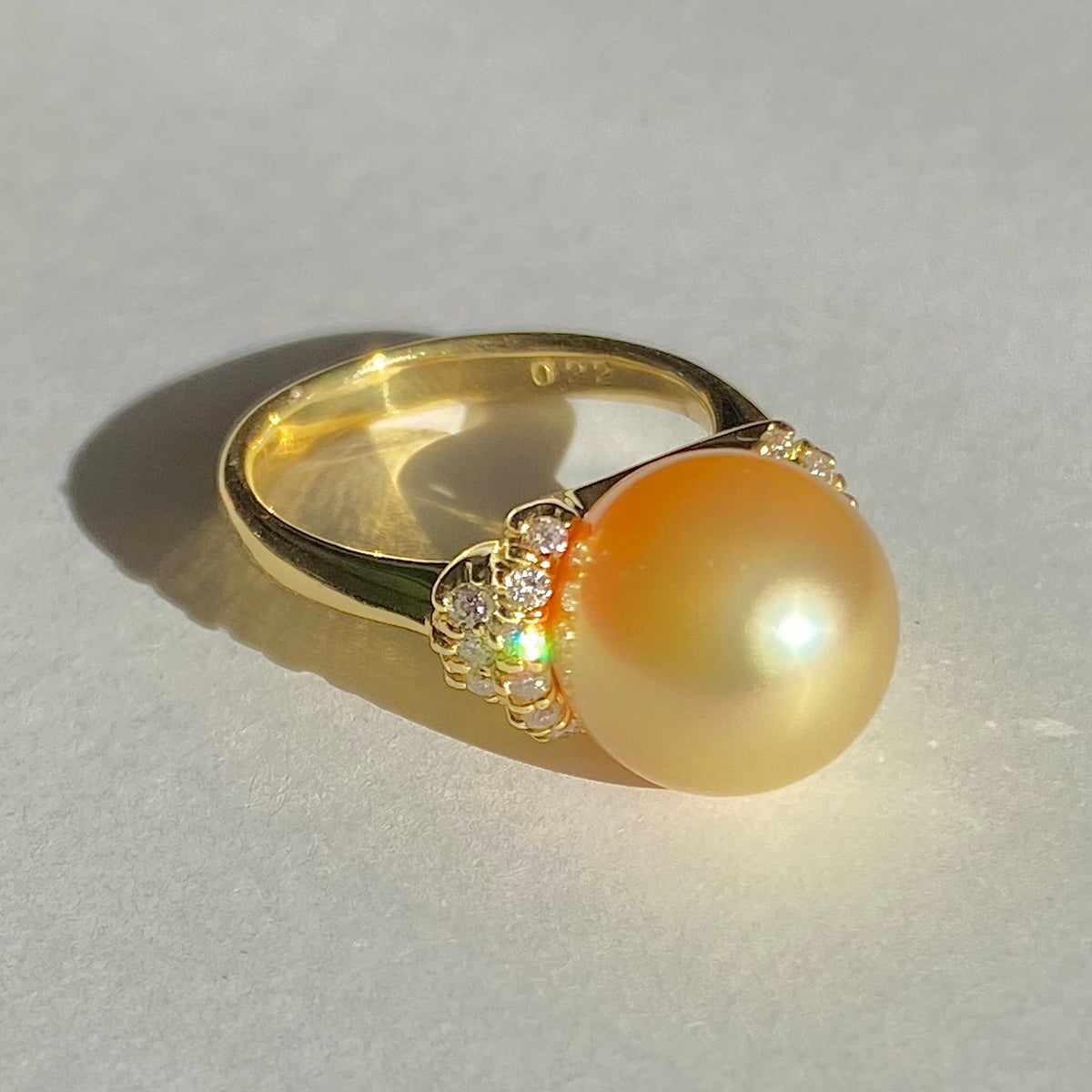 Vintage 18k South Sea Pearl Diamond Ring