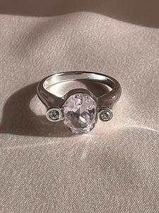 Vintage 14k Rose Quartz Diamond Bezel Ring