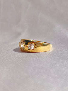 Antique 18k Trilogy Diamond Gypsy Ring 0.65cts