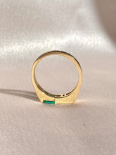 Load image into Gallery viewer, Vintage 10k Modernist Diamond Emerald Ring
