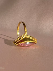 Vintage 18k Pink Elongated Marquise Gemstone Ring