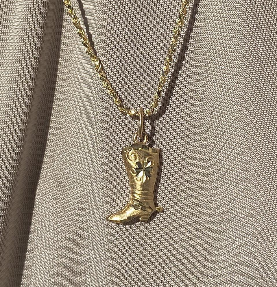 14k Cowgirl Boot Necklace