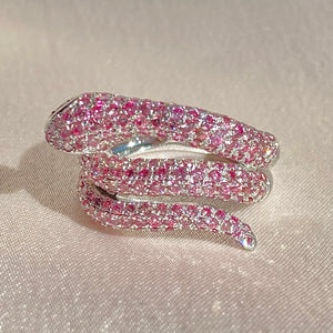 14k Pink Diamond Pavé Snake Ring 2 cts
