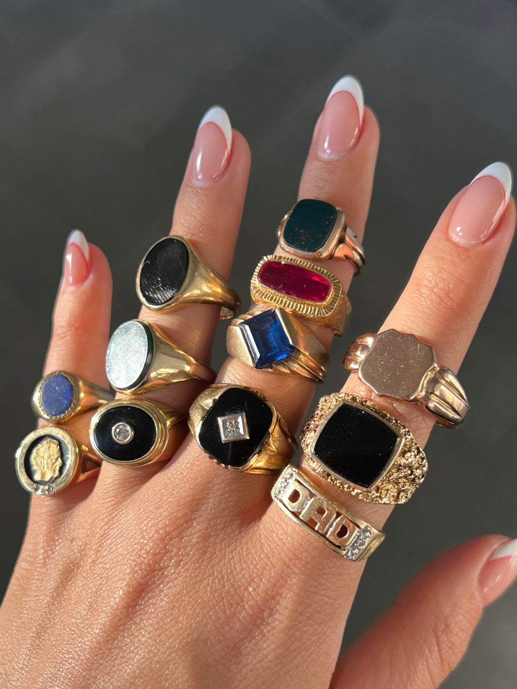 Vintage 14k Diamond Onyx East West Signet Ring