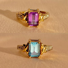 Load image into Gallery viewer, Vintage 9k Topaz Amethyst Swivel Ring
