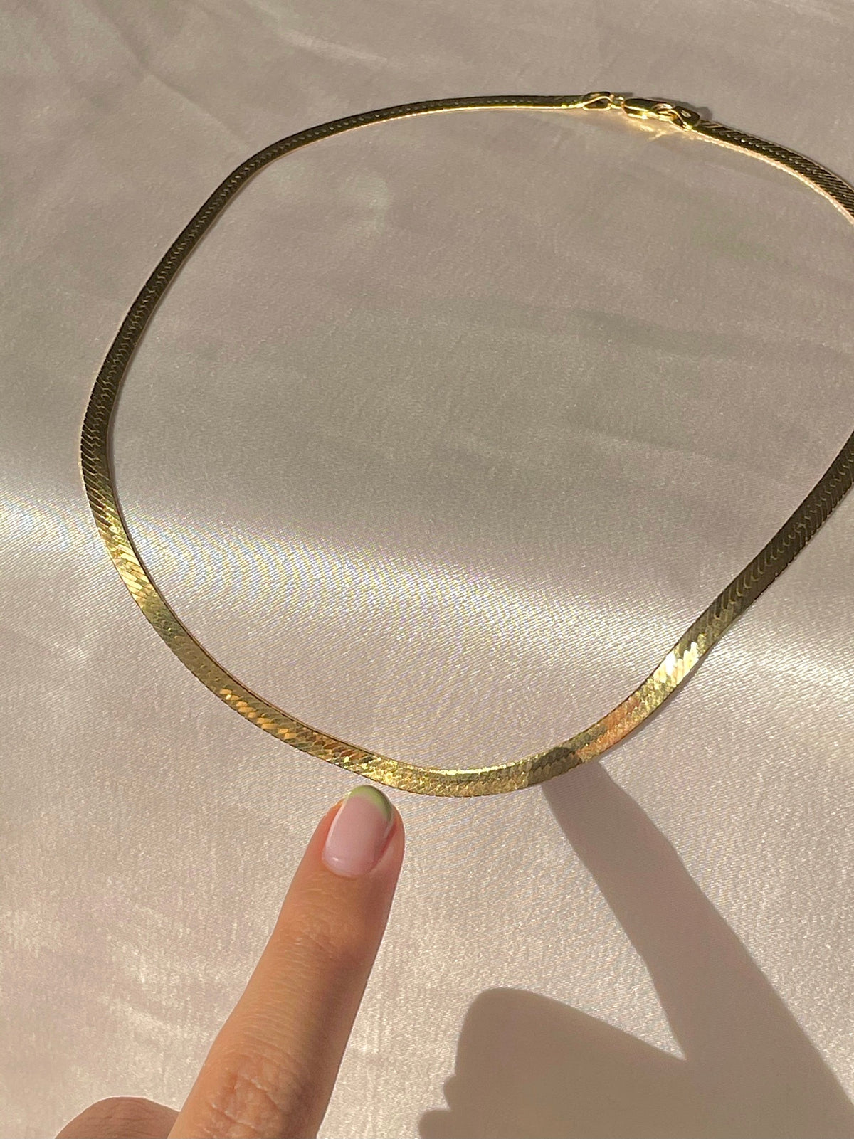 Vintage 14k Herringbone Link Chain 18"