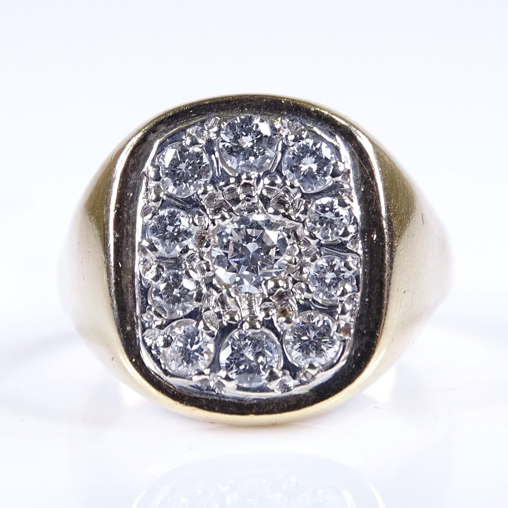 Vintage 9k Diamond Champion Signet Ring