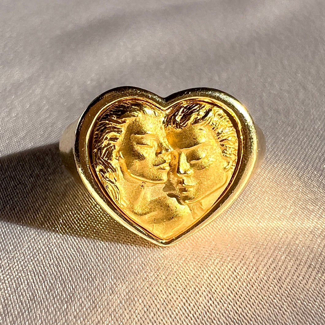 Vintage 18k Adam + Eve Heart Carrera y Carrera Signet Ring