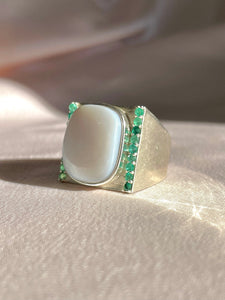 Opal Cabochon Emerald Dress Ring