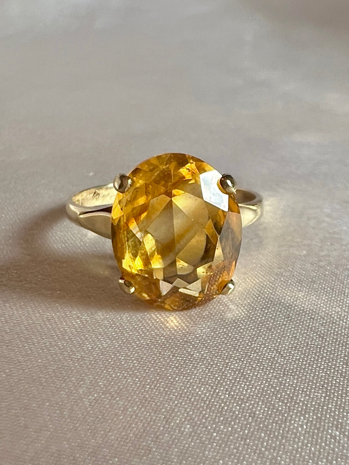 Antique 9k Citrine Cocktail Ring 1912 