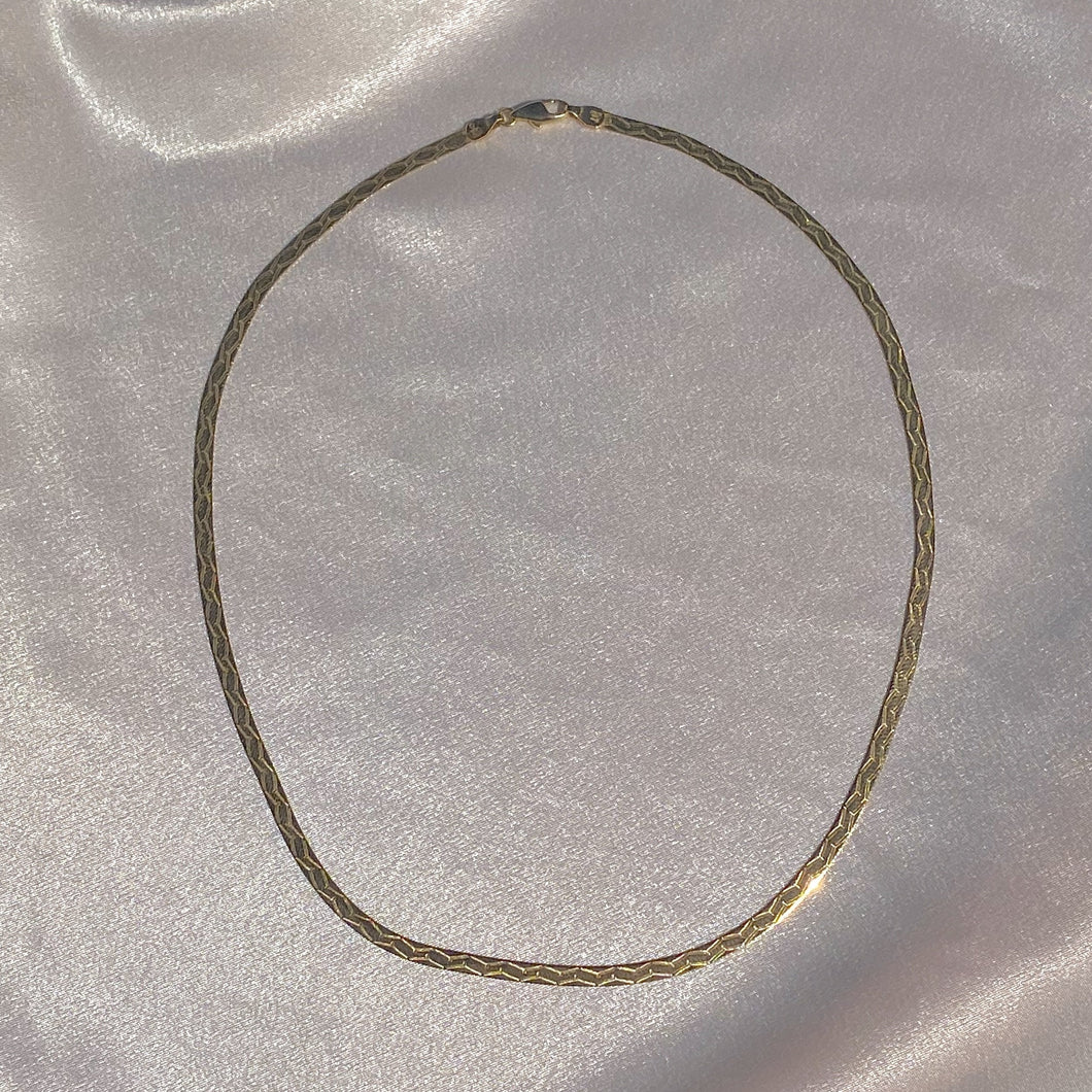 Vintage 14k Italian Double Sided Herringbone Necklace
