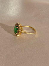 Load image into Gallery viewer, Vintage 14k Colombian Emerald Diamond Halo Ring
