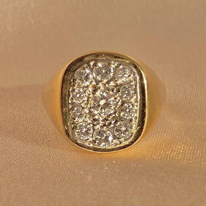 Vintage 9k Diamond Champion Signet Ring