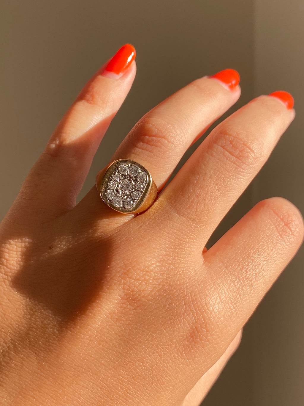 Vintage 9k Diamond Champion Signet Ring