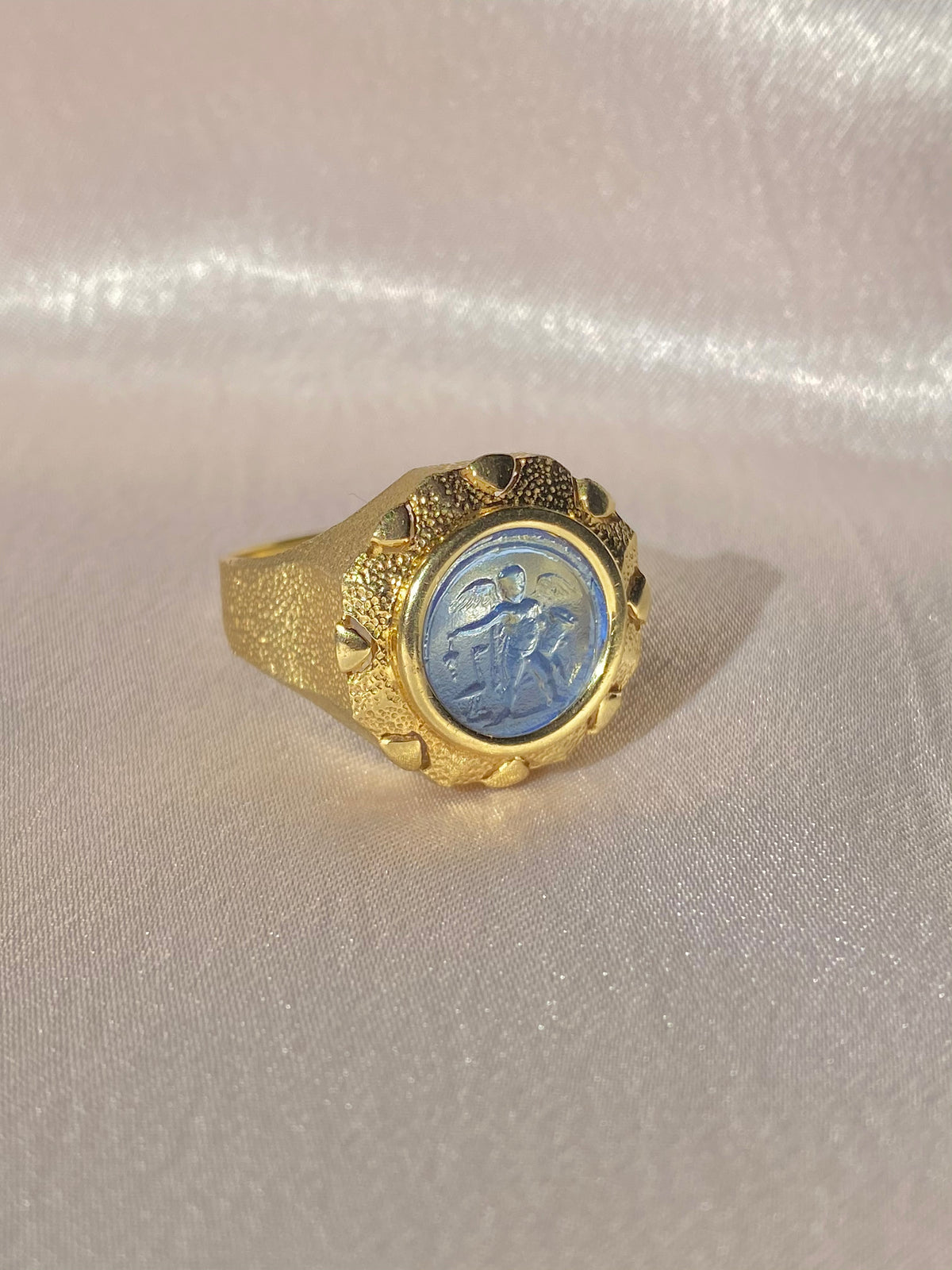 18k Italian Angel Cherub Intaglio Ring