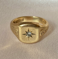 Vintage 9k Solitaire Diamond Gypsy Signet 1971