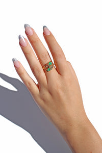 Vintage 18k Emerald Diamond Serpent Ring
