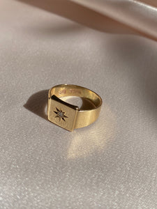 Antique 9k Gypsy Diamond Signet Ring