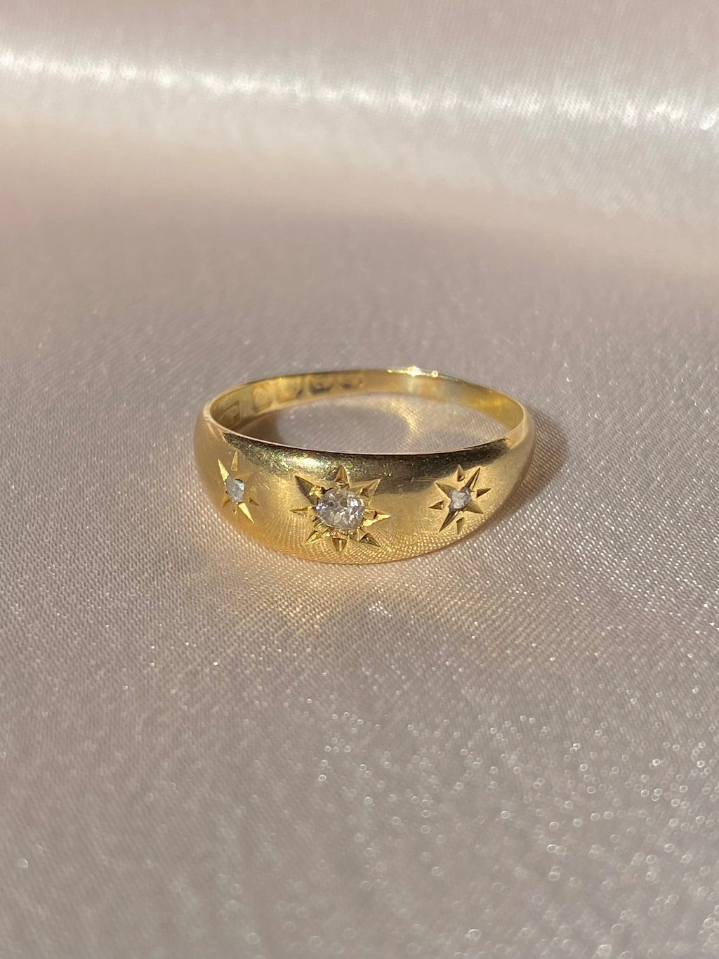 Antique 18k Trilogy Diamond Starburst Gypsy Ring 1913