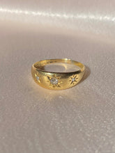 Load image into Gallery viewer, Antique 18k Trilogy Diamond Starburst Gypsy Ring 1913
