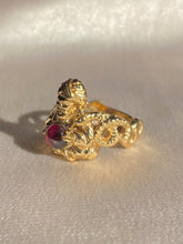 Load image into Gallery viewer, Vintage 14k Ruby Genie Serpent Cabochon Ring
