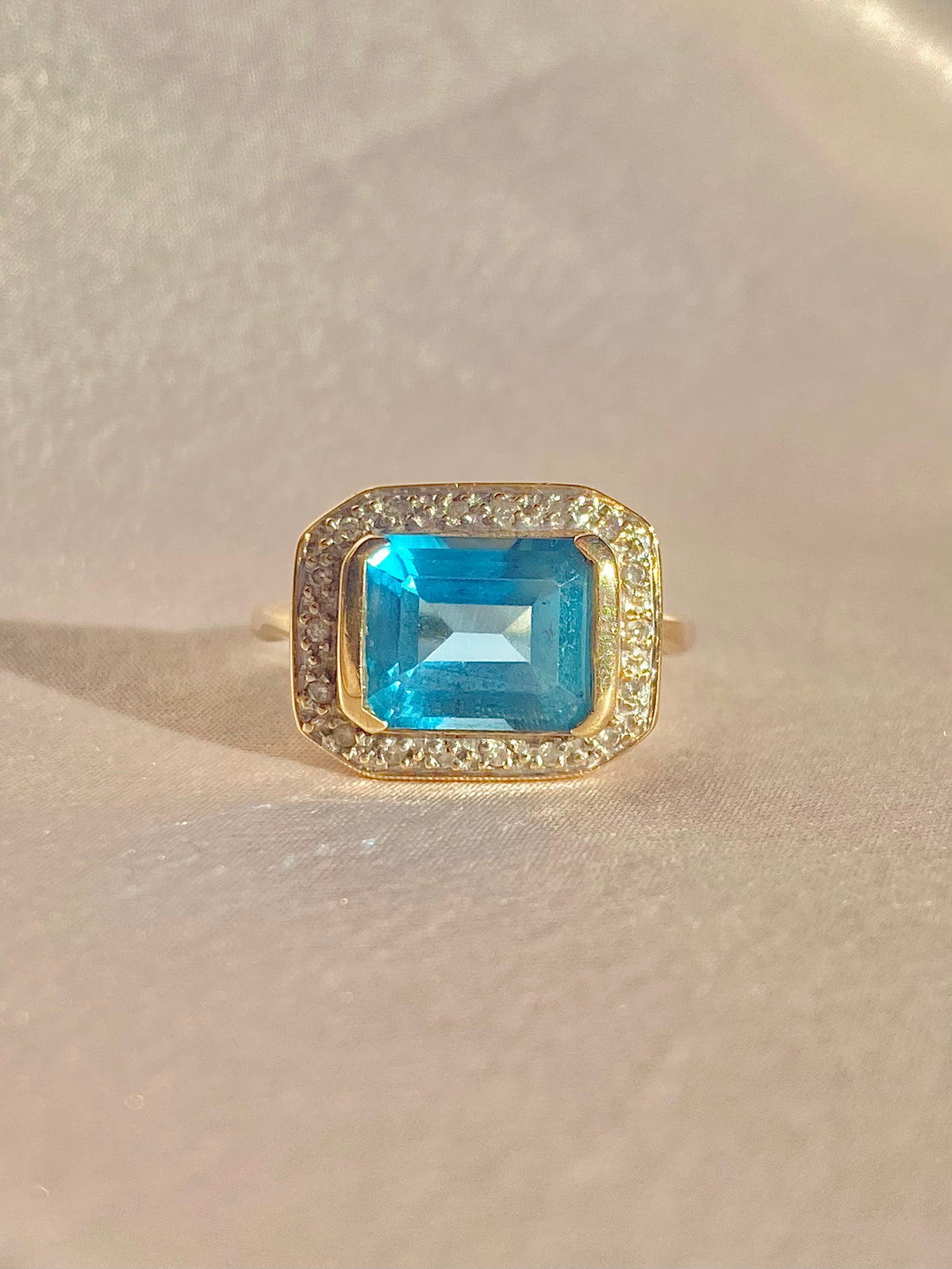Vintage 14k Topaz Diamond Cocktail Ring