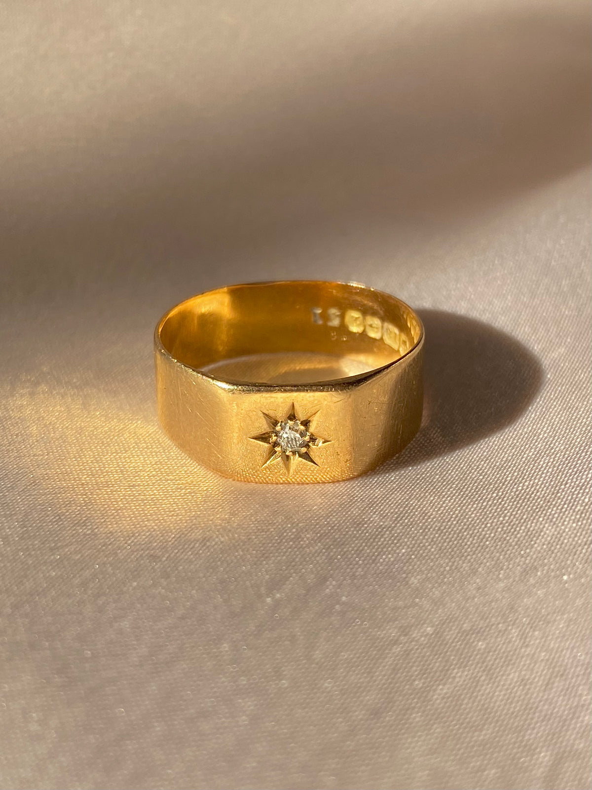 Antique 18k Diamond Starburst Gypsy Band 1899