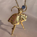 Vintage 14k Ruby Sapphire Diamond Ballerina Starburst Brooch