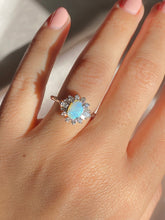 Load image into Gallery viewer, Vintage 14k White Gold Opal Diamond Halo Ring
