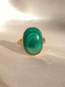 Vintage 10k Malachite Bezel Ring