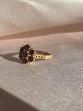 Load image into Gallery viewer, Vintage 9k Gold Garnet Flower Cluster Ring
