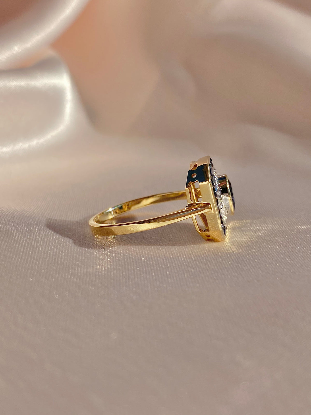Midnight Sapphire Diamond Target Deco Ring