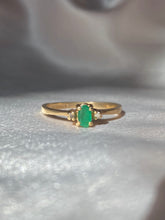 Load image into Gallery viewer, Vintage 14k Columbian Emerald + Diamond Ring
