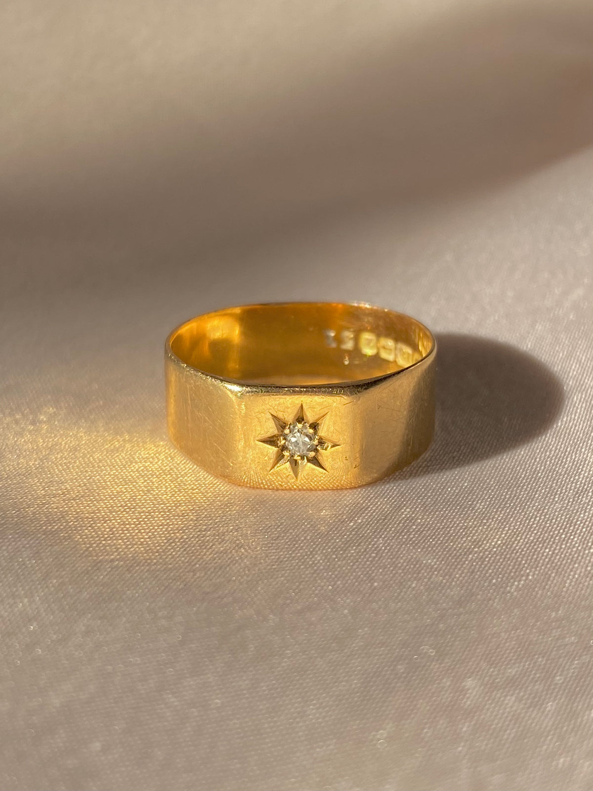 Antique 18k Diamond Starburst Gypsy Band 1899