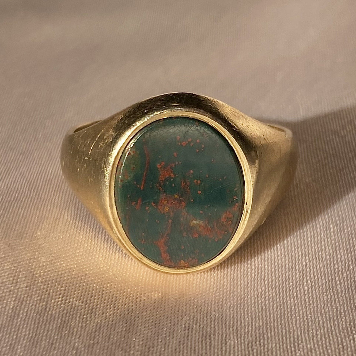 Vintage 9k Bloodstone Signet Ring 1994 by GJ