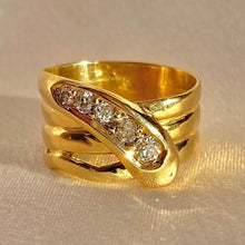 Load image into Gallery viewer, Antique 18k Graduating Old Cut Diamond Snake Ring

