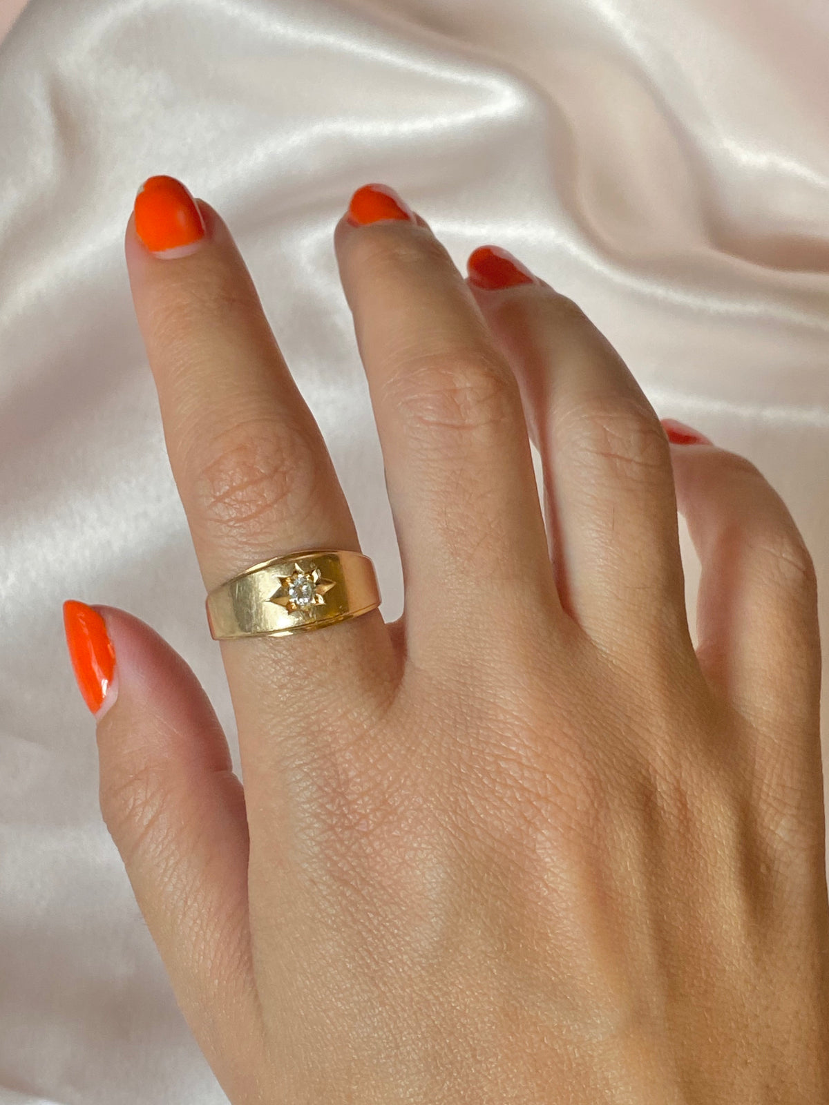 Vintage 14k Solitaire Gypsy Diamond Ring