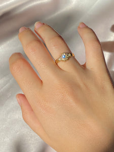 Antique 18k Diamond Seed Pearl Cluster Ring 1891