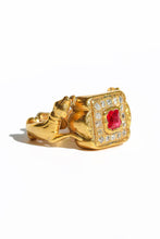 Load image into Gallery viewer, Antique 18k Ruby Diamond Greyhound Dress Ring
