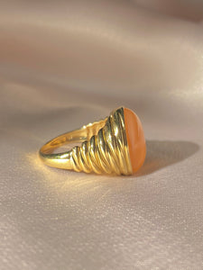 Vintage 14k Peach Moonstone Cabochon Signet Ring