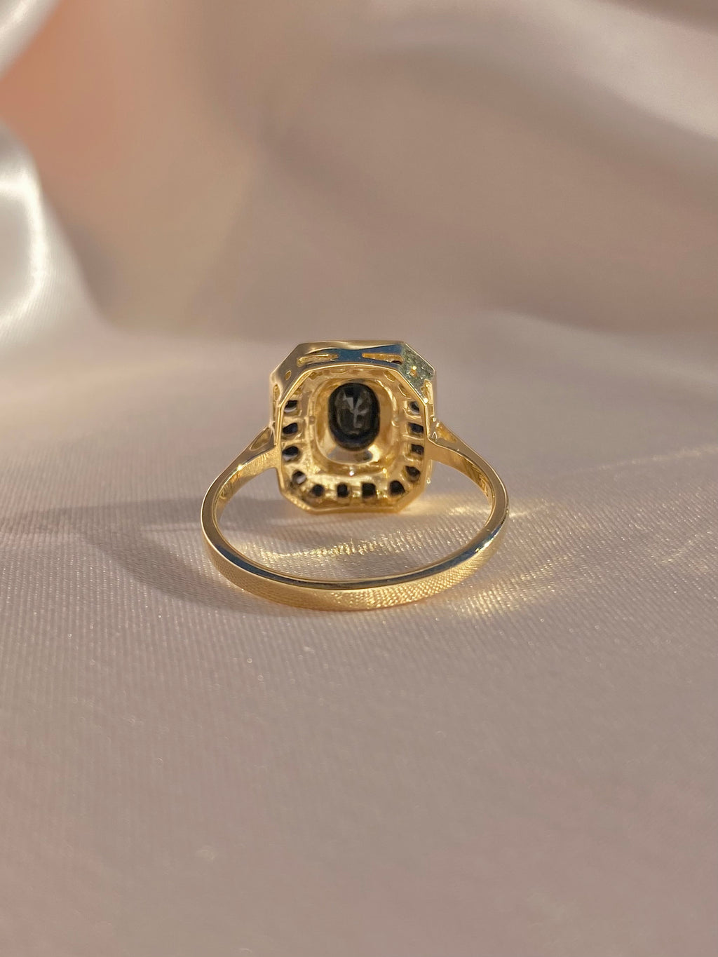 Midnight Sapphire Diamond Target Deco Ring