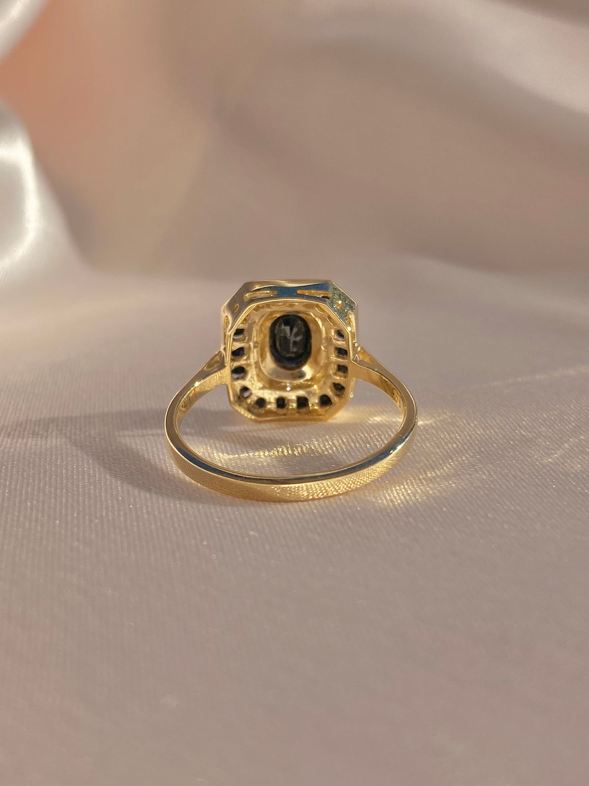 Midnight Sapphire Diamond Target Deco Ring