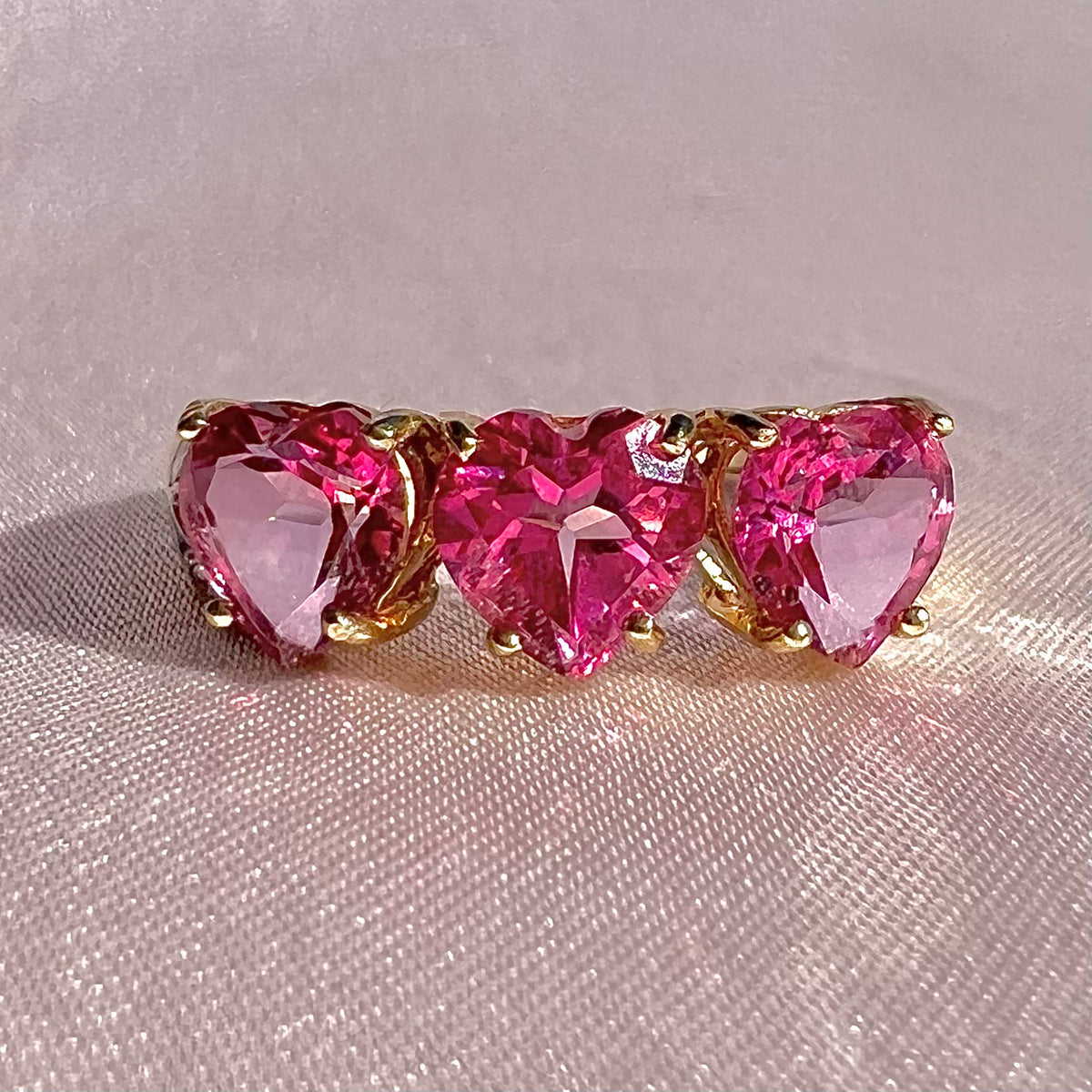 Vintage 9k Pink Heart Diamond Ring