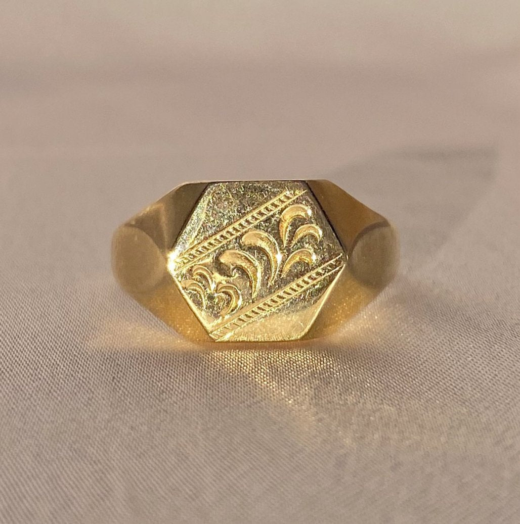 Vintage 9k Geometric Signet Ring