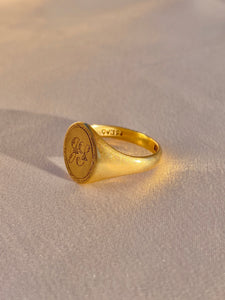 Vintage 9k JS Monogram Signet Ring 1958