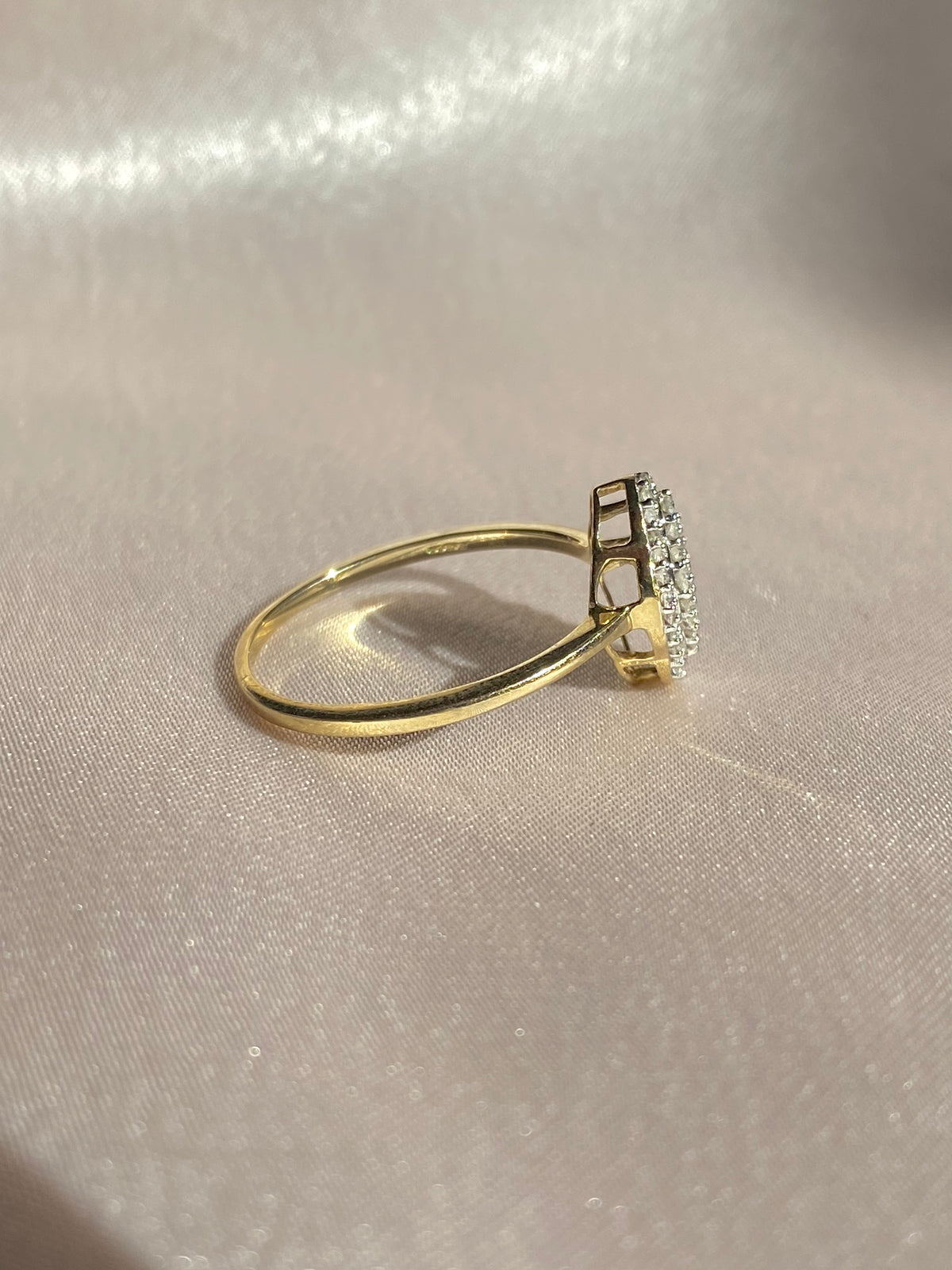 9k Diamond Elongated Clover Cluster Ring