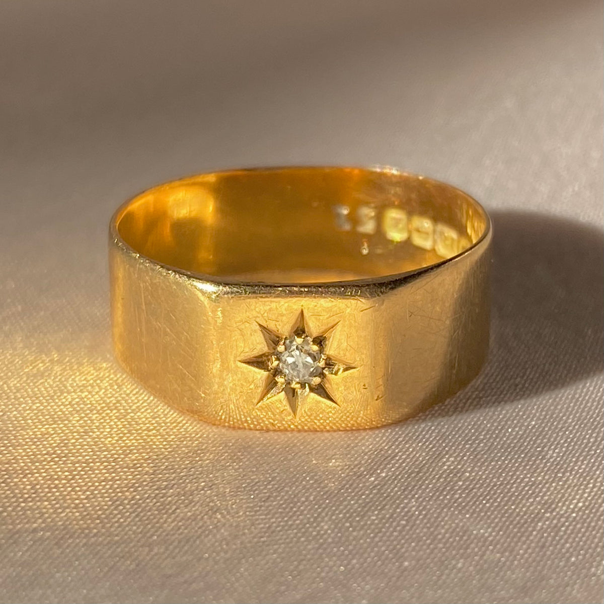Antique 18k Diamond Starburst Gypsy Band 1899