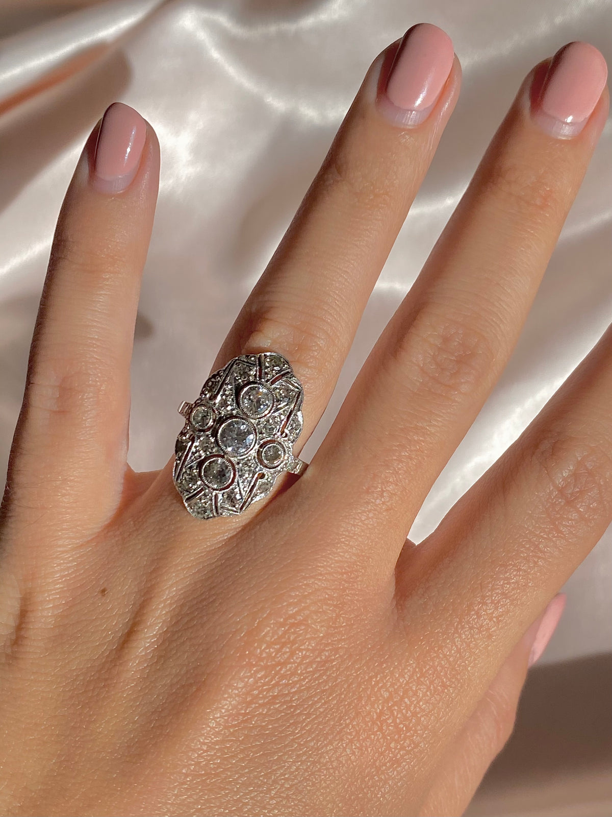 Antique 14k Diamond Pave Art Deco Ring 1.10cts