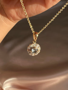 Vintage 10k Agate Diamond Mother Child Cameo Necklace