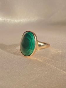 Vintage 10k Malachite Bezel Ring